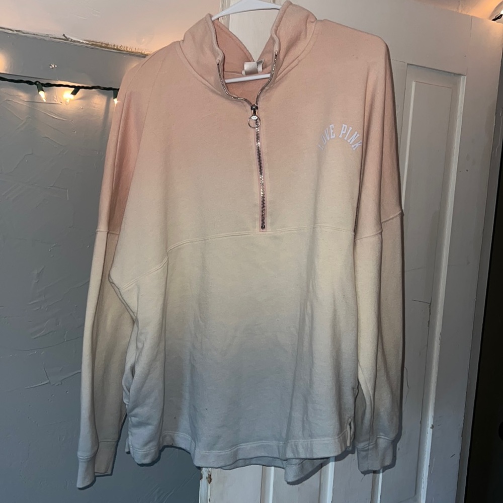 PINK 1/4 zip pink and blue ombré - large - can fit XL